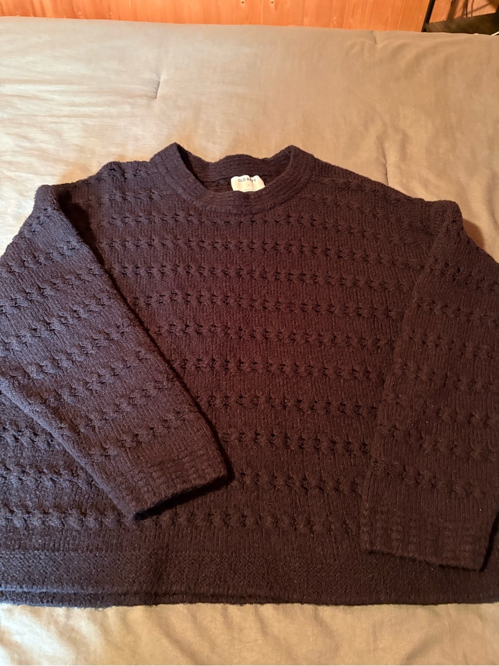 Old Navy womens black Textured Crewneck Sweater